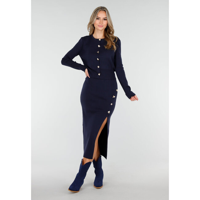 Dark Blue Cowboy Boots with Low Heels