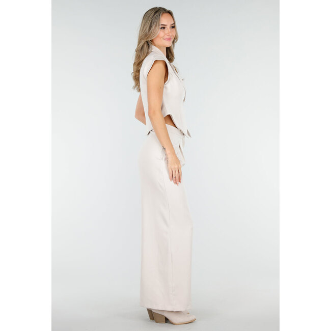 Beigefarbene Cowboystiefel im Wildleder-Look mit Blockabsatz