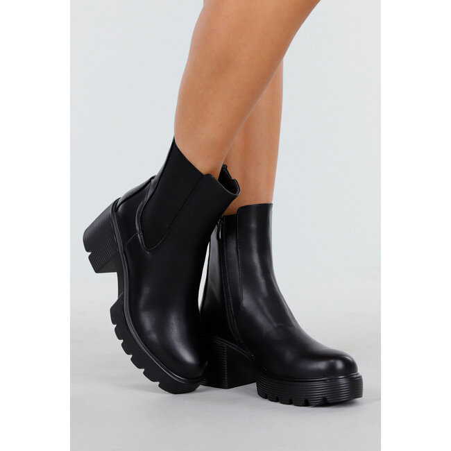 Schwarze Chunky Stiefeletten mit Blockabsatz