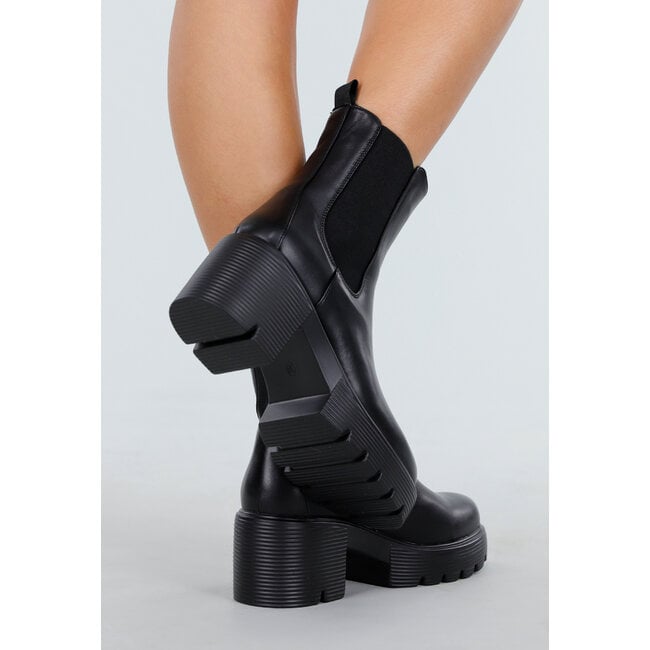 Schwarze Chunky Stiefeletten mit Blockabsatz