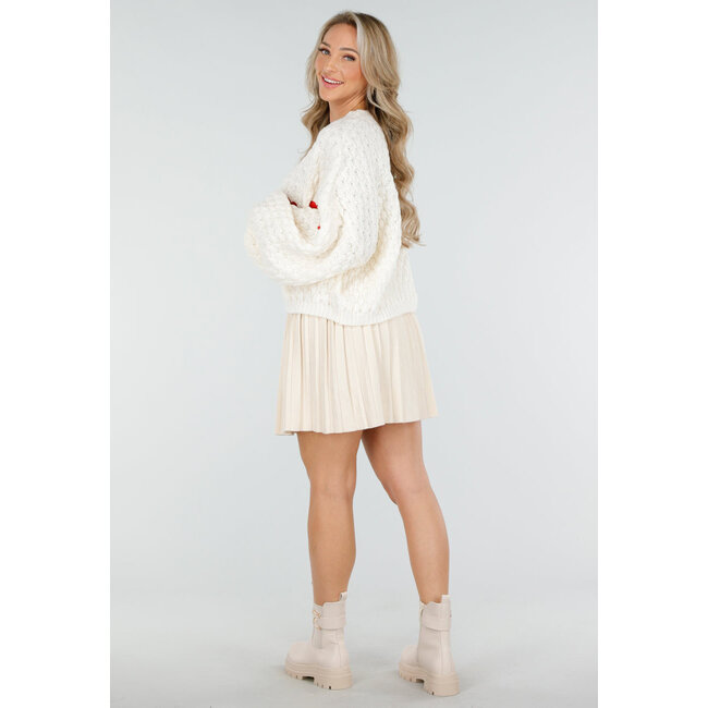 Beige Plissee-Rock mit Gürtel