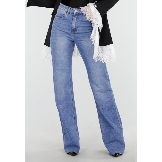 Blaue Straight Leg Stretch Jeans Tall