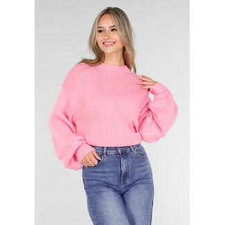 Pink Grobgestrickter Pullover
