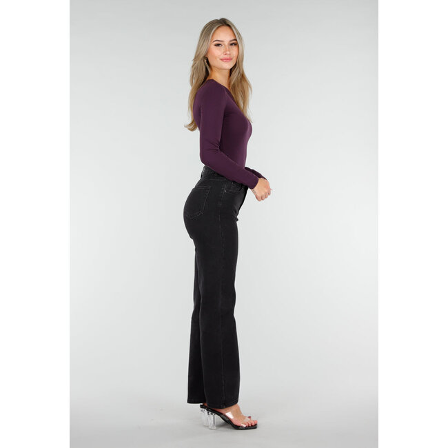 Farbige One-Shoulder-Stretch-Bluse mit langen Ärmeln und figurbetonter Passform