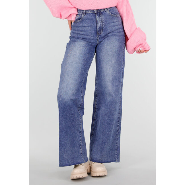 Redial Jeans Blaue Stretch-Jeans mit weitem Bein
