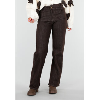 Braune Stretch-Jeans mit hoher Taille