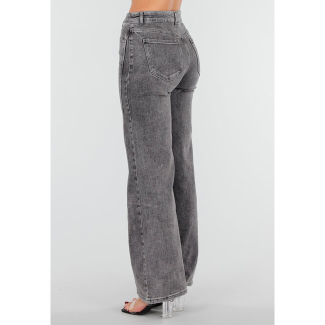 Graue Straight Leg Jeans mit geradem Bein und dezenter Waschung