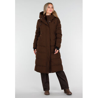 Braune lange Pufferjacke