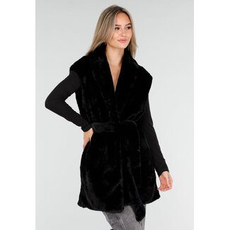 Schwarzer Bodywarmer aus Kunstfell