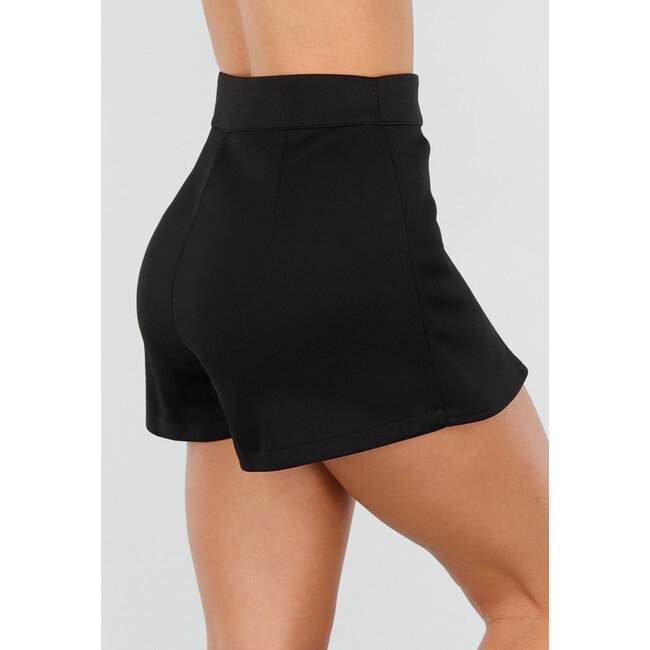 Strick-Skort aus schwarzem Stretch mit Schlitz