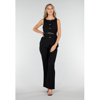 Schwarzes zweiteiliges Set mit Weste