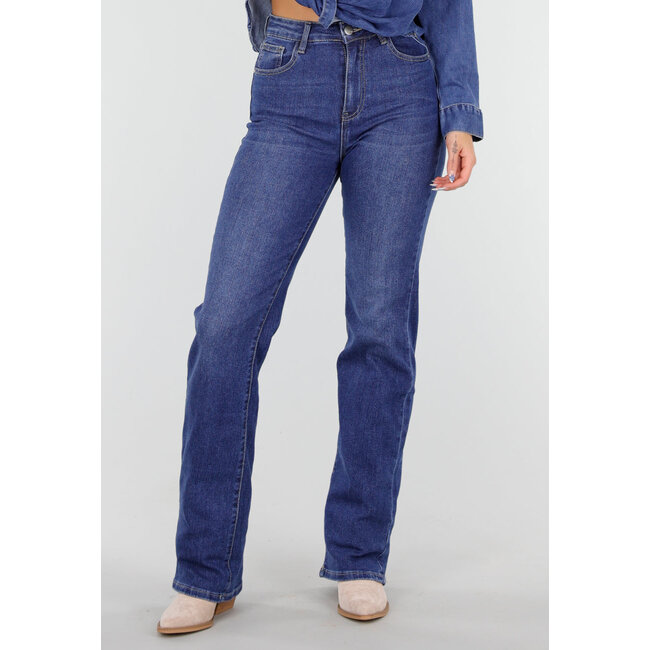 Dunkelblaue Tall-Jeans mit geradem Bein und hoher Taille