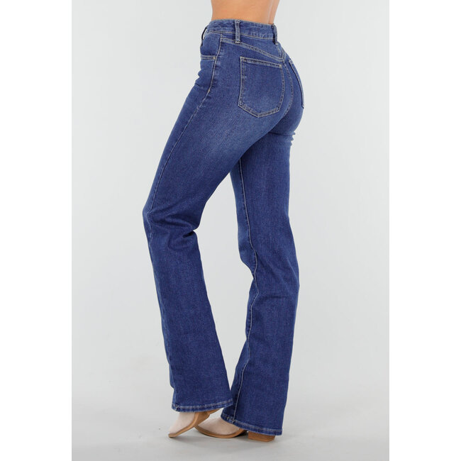 Dunkelblaue Tall-Jeans mit geradem Bein und hoher Taille