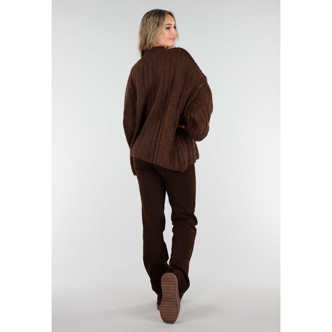 Dunkelbraune Straight Leg Jeans mit geradem Bein und hoher Taille