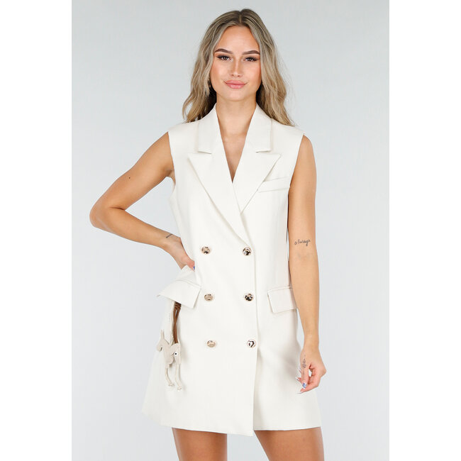 Cremefarbenes Gilet-Kleid