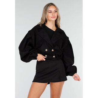 Schwarzer Trenchcoat in Wildlederoptik