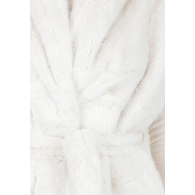 Cremefarbener Faux Fur Bodywarmer mit Gürtel