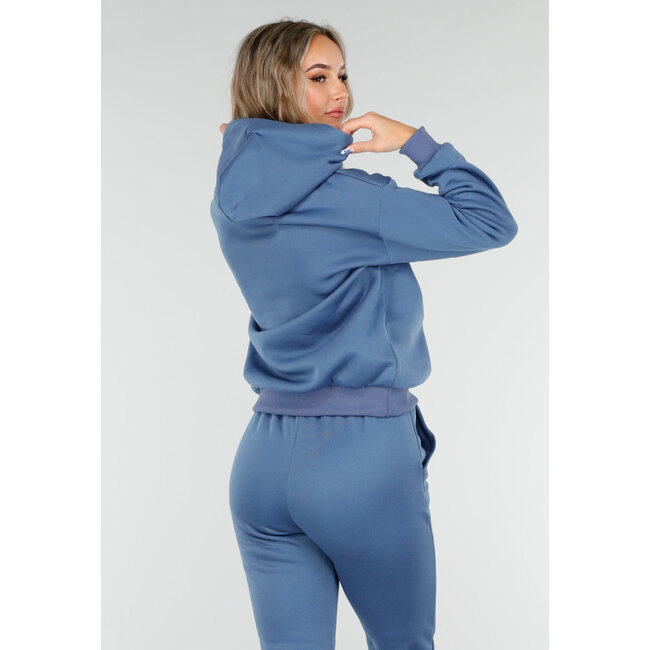 Blauer Jogginganzug mit Kapuze und Kordelzug