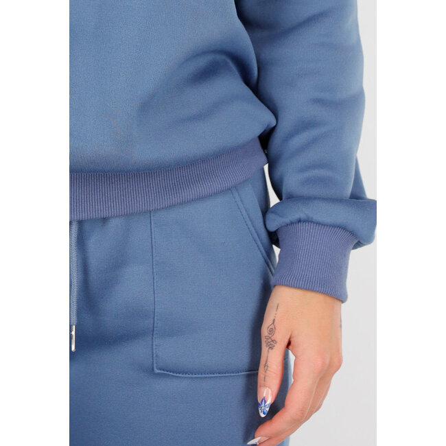 Blauer Jogginganzug mit Kapuze und Kordelzug