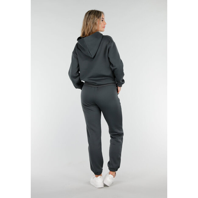 Dark Green Hooded Jogging Suit with Drawstring