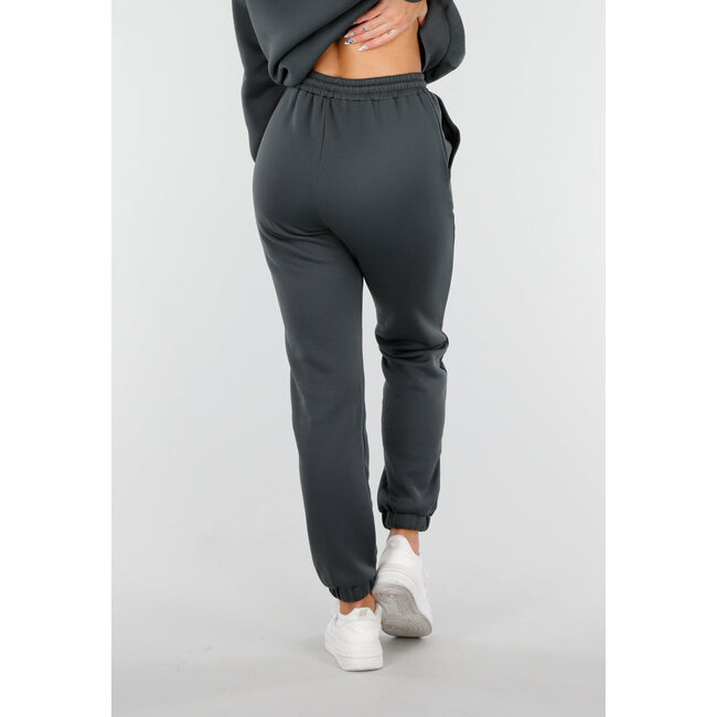 Dark Green Hooded Jogging Suit with Drawstring