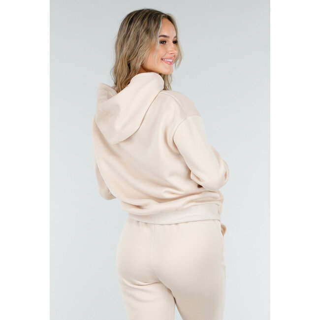 Beige Jogginganzug mit Kapuzenpullover