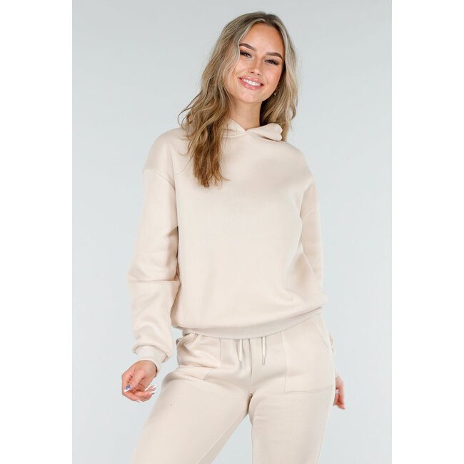 Beige Jogginganzug mit Kapuzenpullover