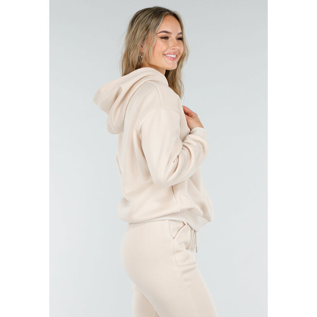 Beige Jogginganzug mit Kapuzenpullover