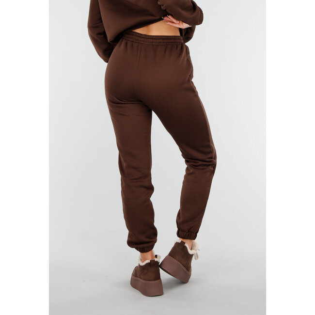 Dunkelbraunes Jogging-Set mit Kapuze und Kordelzug