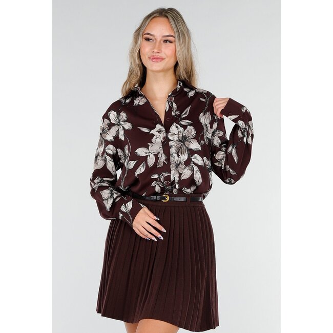 Bordeaux Bluse mit Blumenmuster