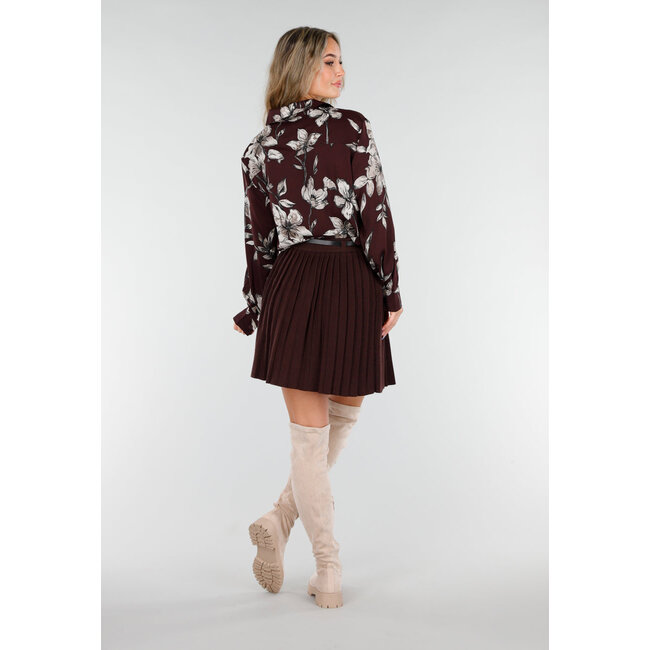 Bordeaux Bluse mit Blumenmuster