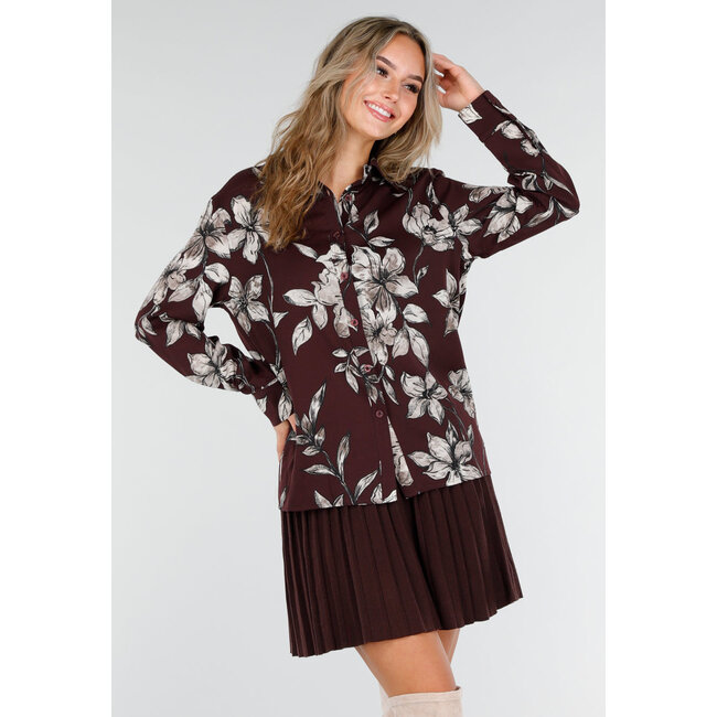 Bordeaux Bluse mit Blumenmuster