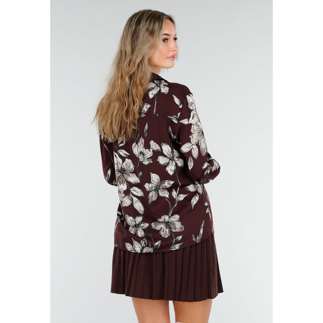 Bordeaux Bluse mit Blumenmuster