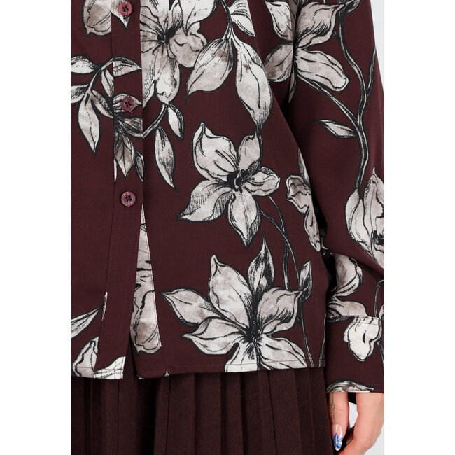 Bordeaux Bluse mit Blumenmuster