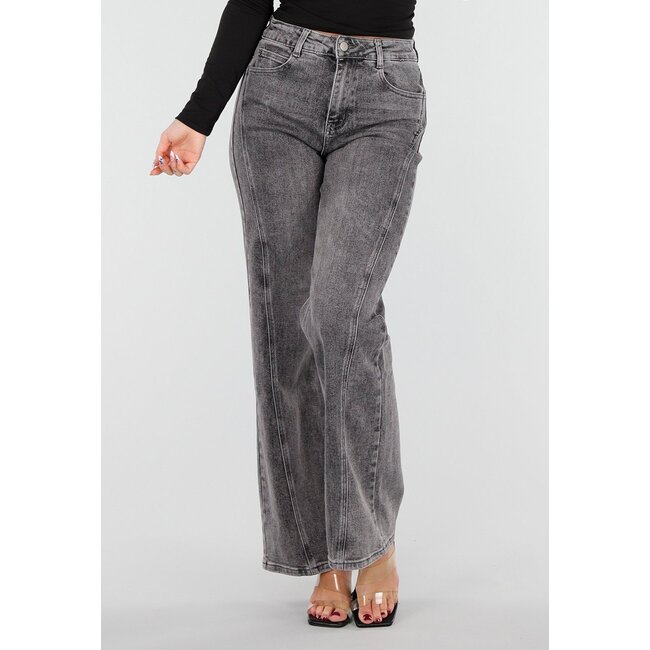 Graue Straight Leg Jeans mit geradem Bein und dezenter Waschung