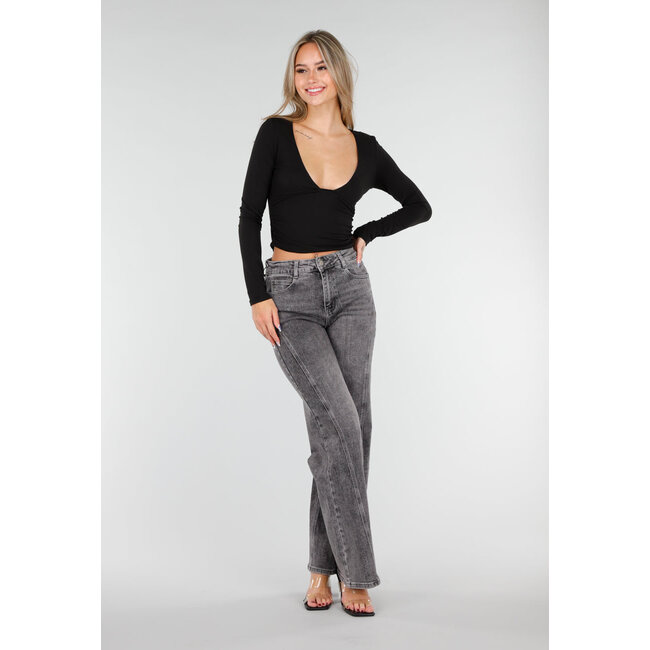 Graue Straight Leg Jeans mit geradem Bein und dezenter Waschung