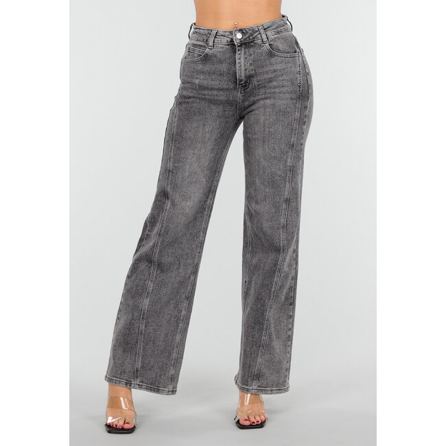 Graue Straight Leg Jeans mit geradem Bein und dezenter Waschung