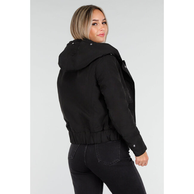 Dark brown coat with faux fur collar and cuffs