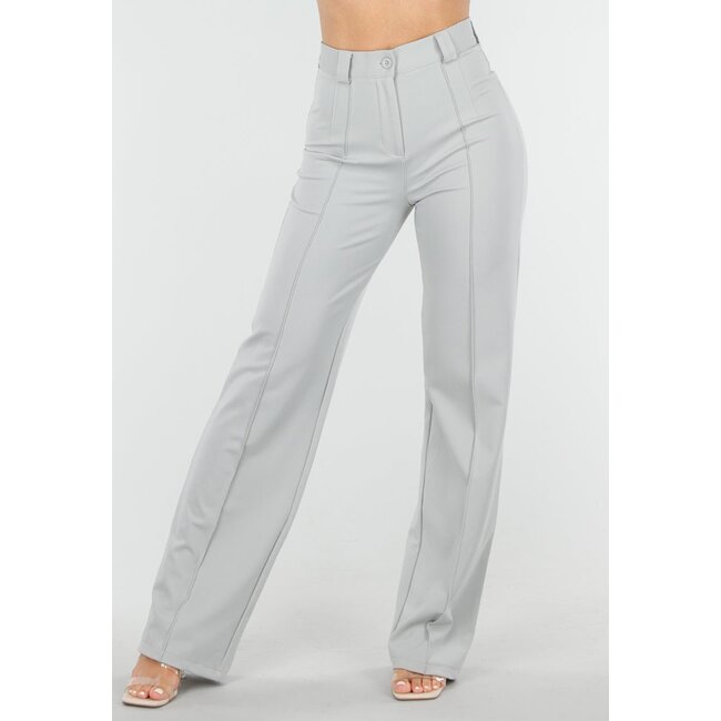 Hellgraue Stretch-Hose mit geradem Bein