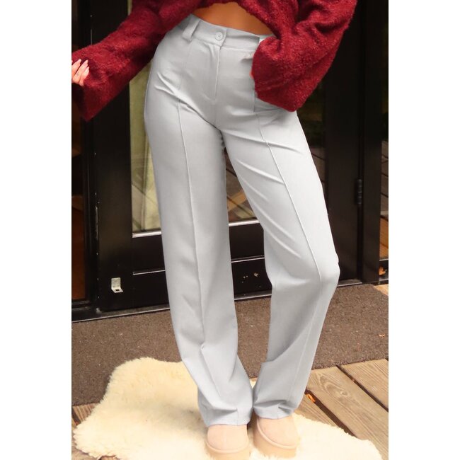 Hellgraue Stretch-Hose mit geradem Bein
