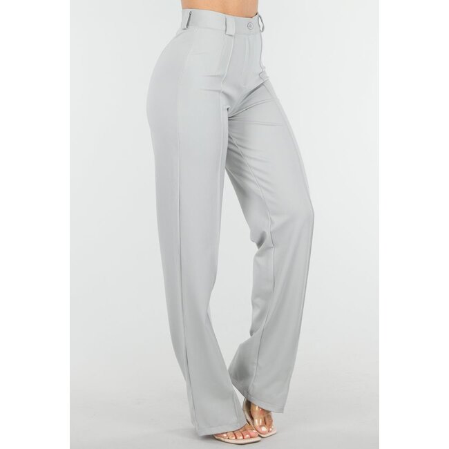 Hellgraue Stretch-Hose mit geradem Bein