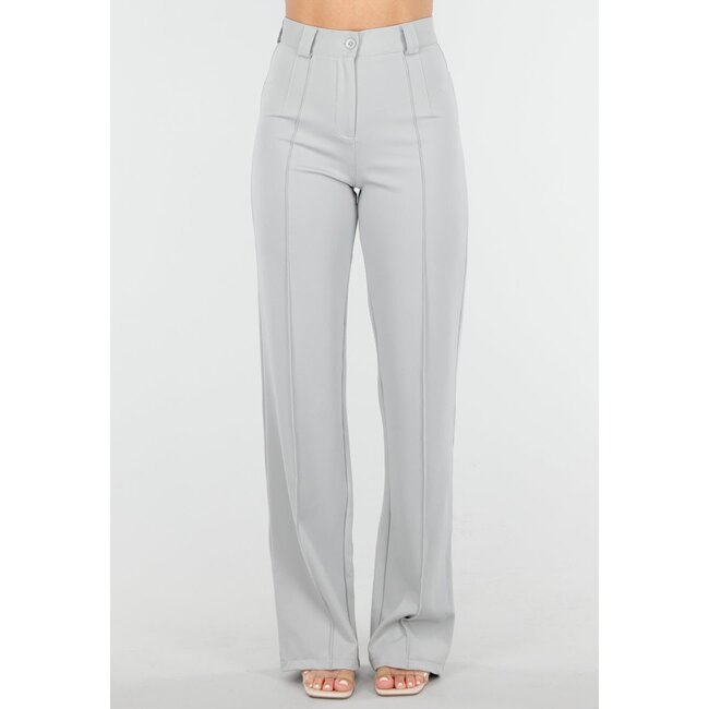 Hellgraue Stretch-Hose mit geradem Bein