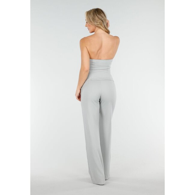 Hellgraue Stretch-Hose mit geradem Bein