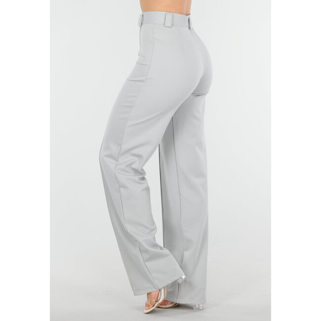 Hellgraue Stretch-Hose mit geradem Bein