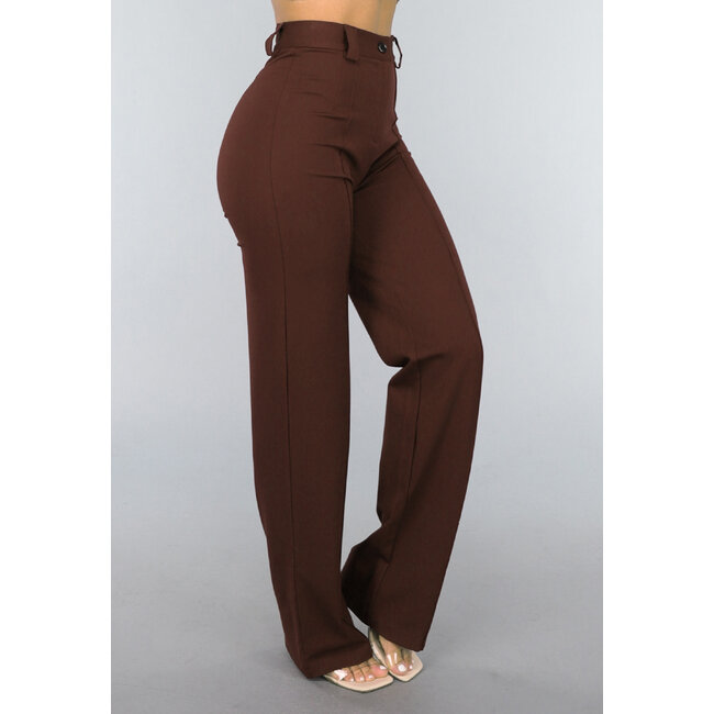 Straight Leg Bruine Pantalon