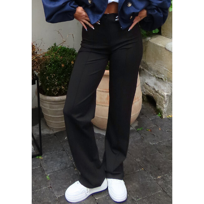 Schwarze Super-Stretch-Hose mit geradem Bein
