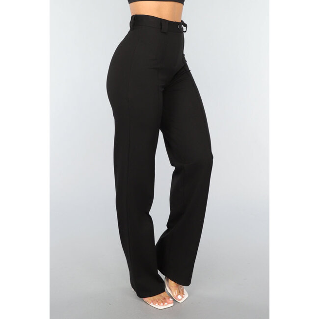 Schwarze Super-Stretch-Hose mit geradem Bein