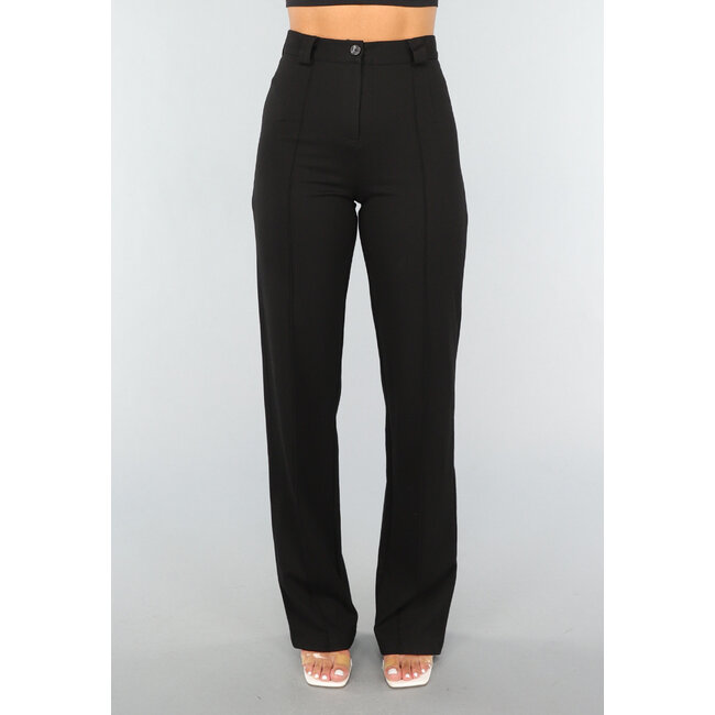 Schwarze Super-Stretch-Hose mit geradem Bein