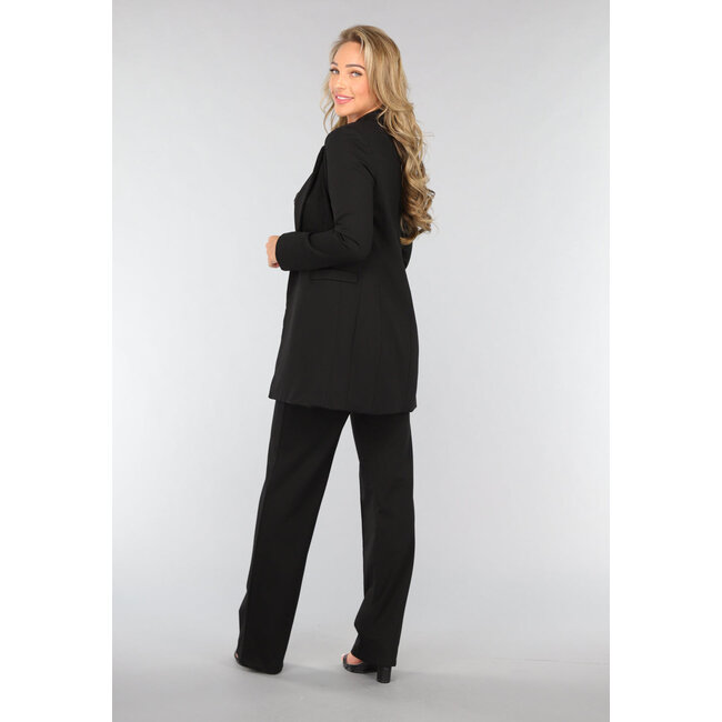 Schwarze Super-Stretch-Hose mit geradem Bein