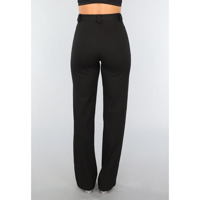 Schwarze Super-Stretch-Hose mit geradem Bein